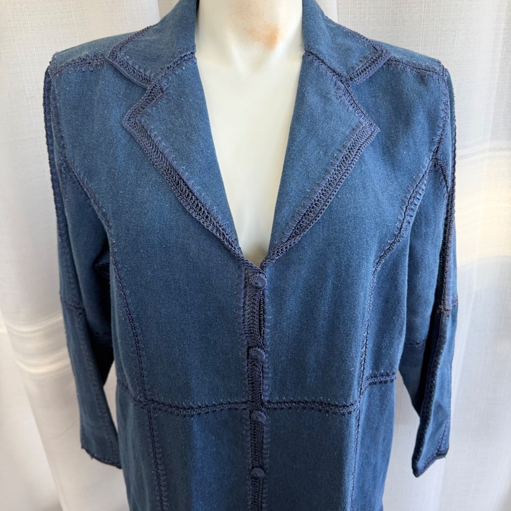 Dressbarn Denim Patchwork Longline Jacket Size 16… - image 3